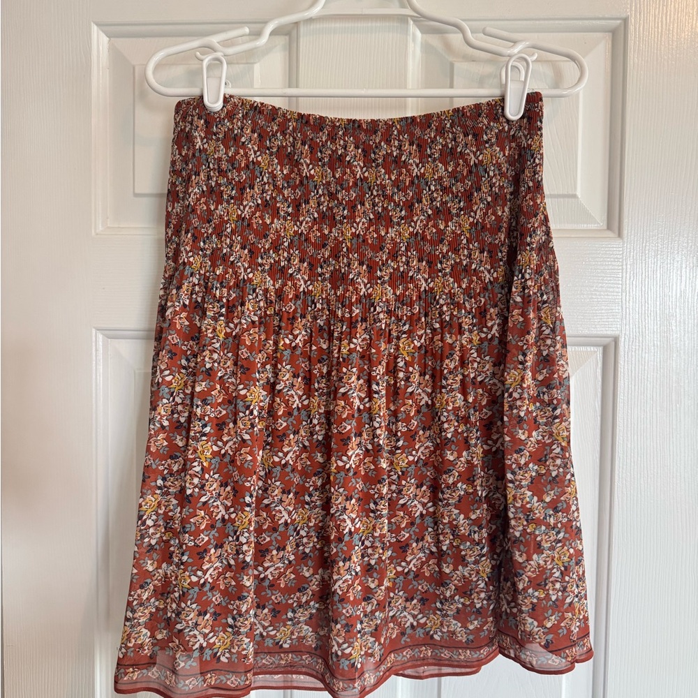 Max Studio A-Line Skirt in Rust Floral Print
